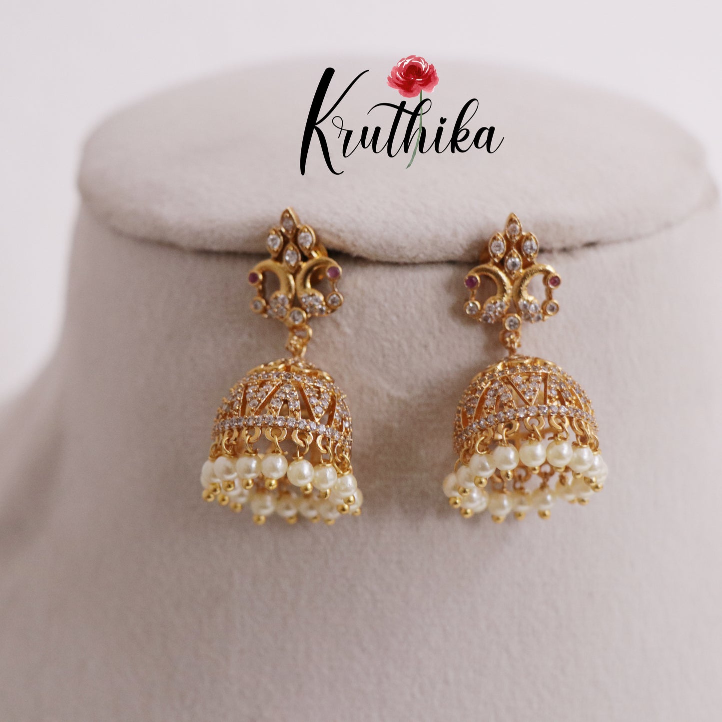 Simple CZ Sparkling Peacock Jhumka E709