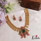 Beautiful Jadau Lakshmi Coin Necklace with Peacock Puligoru Pendant NC2406