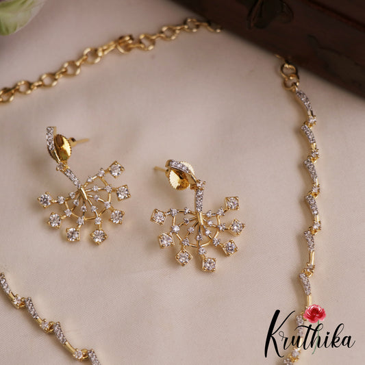 Sparkling Gold-Tone AD Square Motifs Necklace NC2843