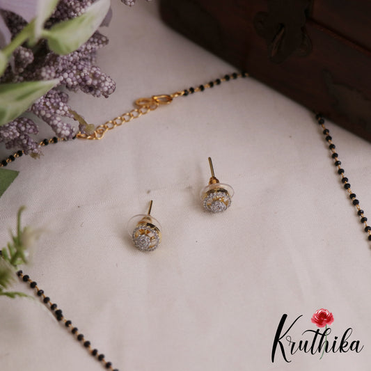 Classic Floral AD Mangalsutra with Earrings Set NC2907