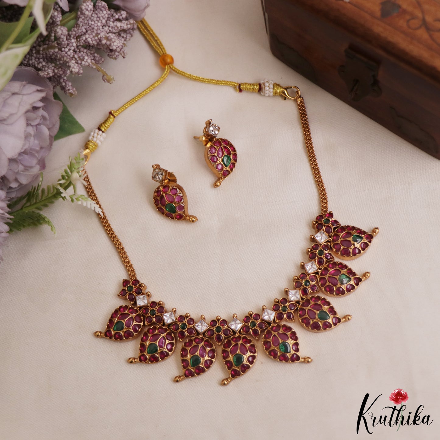 Classic Mango Motifs Jadau Necklace NC2969. (Available In 2 Colors)