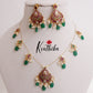 Trendy Kemp Chandbali Invisible Chain with Green Beads Drops NC2304