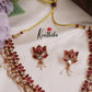 Budget Friendly Simple Trendy Ruby Pearl Floral Choker Set NC2292