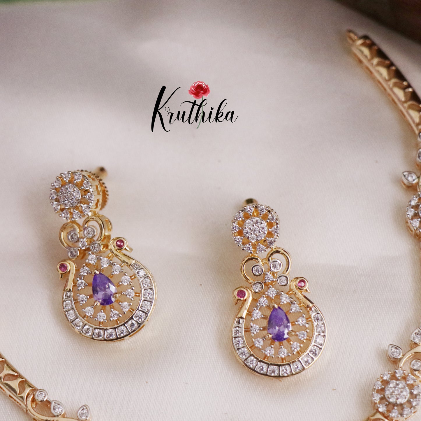 Beautiful CZ Victorian Peacock Pendant Hasli Necklace NC2285 (Available in 3 Colors)