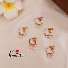 Beautyful  CZ pearl Nose rings/ Nathu/ Nath [ Assorted colors] N26
