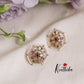 Trendy Hexagonal Kemp Stone Ear Studs with Pearl Border E640