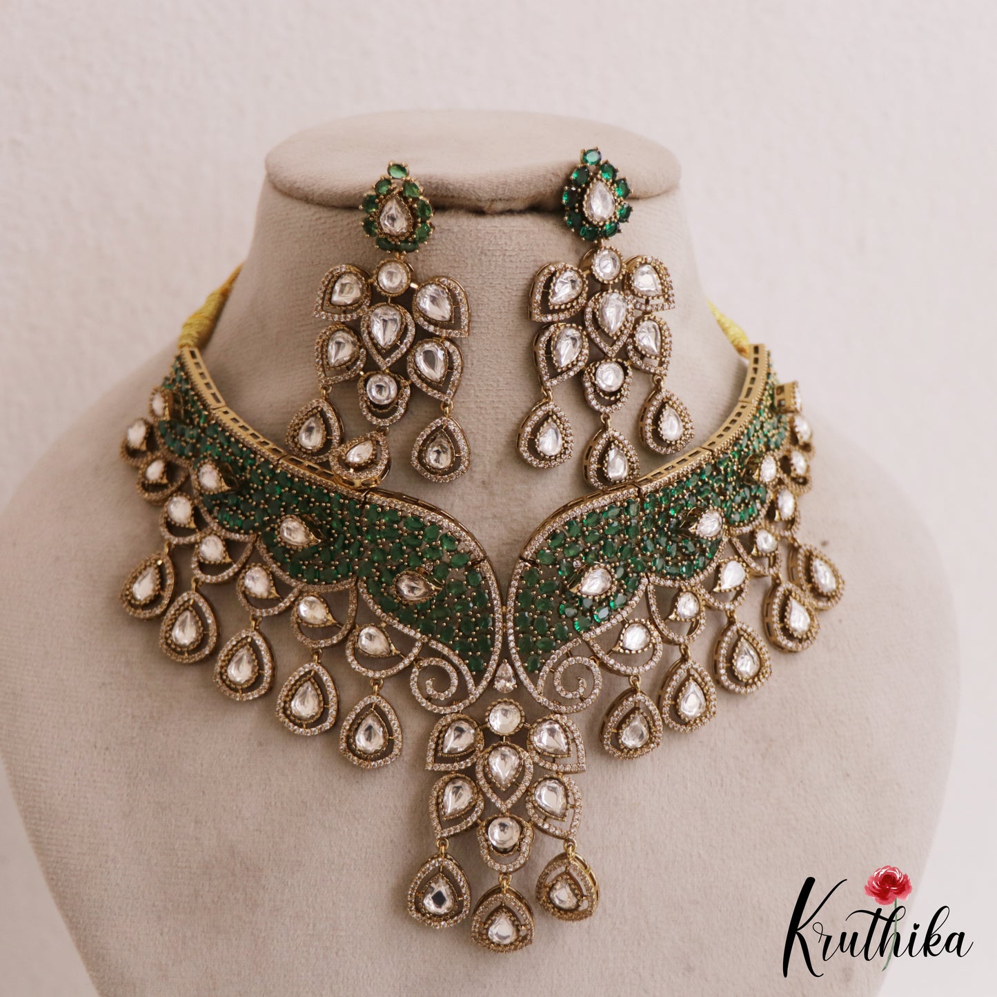 Stunning AD Teardrop Motifs Moissanite Necklace NC2785 (Available In 2 Colors)