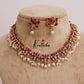 Budget Friendly Simple Trendy Ruby Pearl Floral Choker Set NC2292