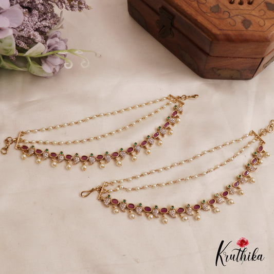 Elegant Kemp Geometric Mango Motifs With Triple Layered Earchains EC158