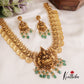 Premium Antique Nagas Lakshmi Motifs Kasu Neckalce With Green Bead Drops NC2658