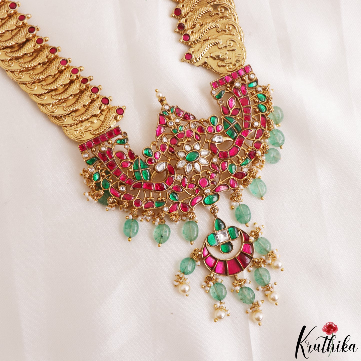 Grand Antique Peacock Lakshmi Coin Jadau Haaram-Cum-Hip Belt LH2209 (Avaialble In 2 Colors)