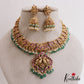 Grand Antique Nagas Lakshmi Necklace With Three Interchangeable Pendants And Green Bead Drops NC2730
