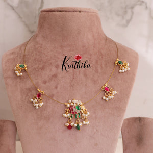 Beautifull jadau Pendent Elephant Invisible chain  NC1958