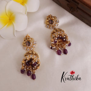 Elegant Lakshmi CZ Necklace with Purple Beads NC1934