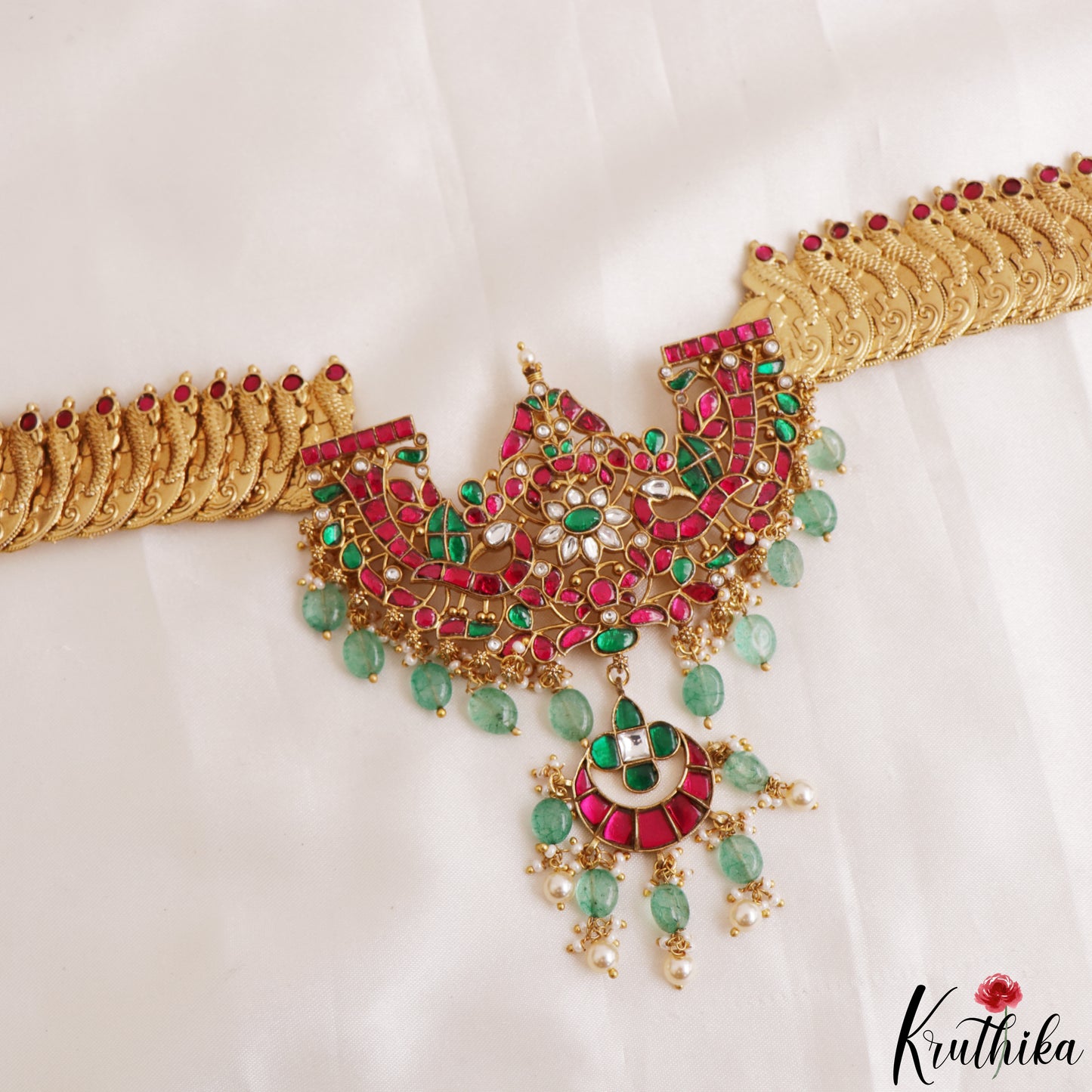 Grand Antique Peacock Lakshmi Coin Jadau Haaram-Cum-Hip Belt LH2209 (Avaialble In 2 Colors)