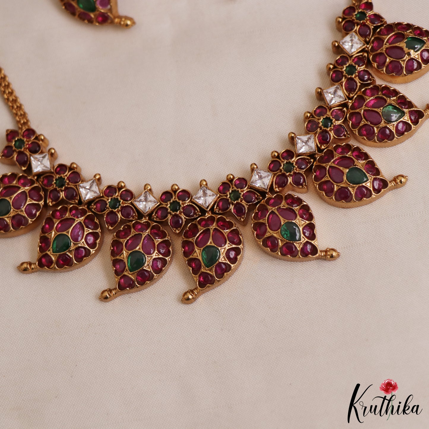 Classic Mango Motifs Jadau Necklace NC2969. (Available In 2 Colors)