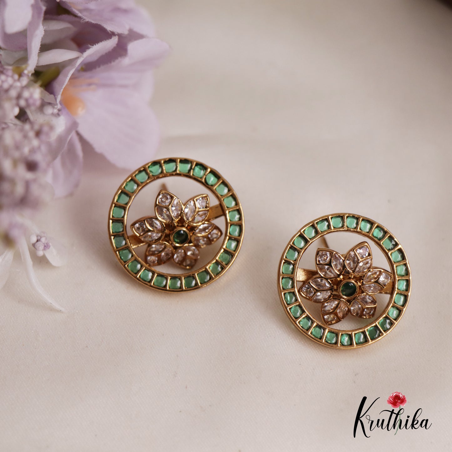 Elegant AD Stone Floral Earrings E793