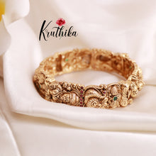Antique finish Lakshmi Devi peacock single kada B77