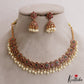 Pretty Floral Motifs Jadau Choker With Pearl Drops NC2971