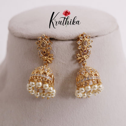 Trendy AD Peacock Jhumkas E715 (Available in 2 Colours)