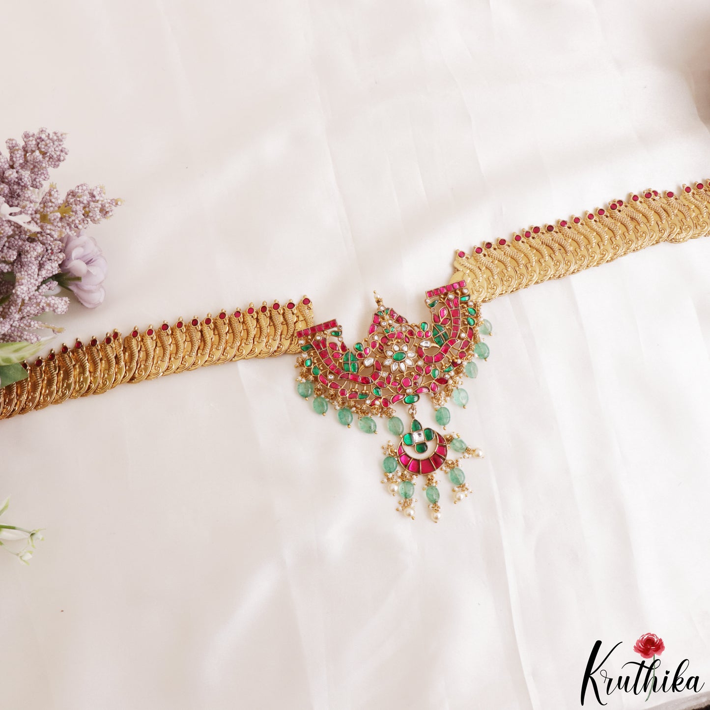 Grand Antique Peacock Lakshmi Coin Jadau Haaram-Cum-Hip Belt LH2209 (Avaialble In 2 Colors)