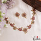Elegant Peacock Floral Motifs Kemp Necklace With Pearl Drop NC3175