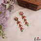 Classic Floral Peacock Motifs Jadau Earrings With Green Bead Drop E1144