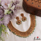 Trendy Antique Golden Bead Choker With Green Bead Drops NC3117
