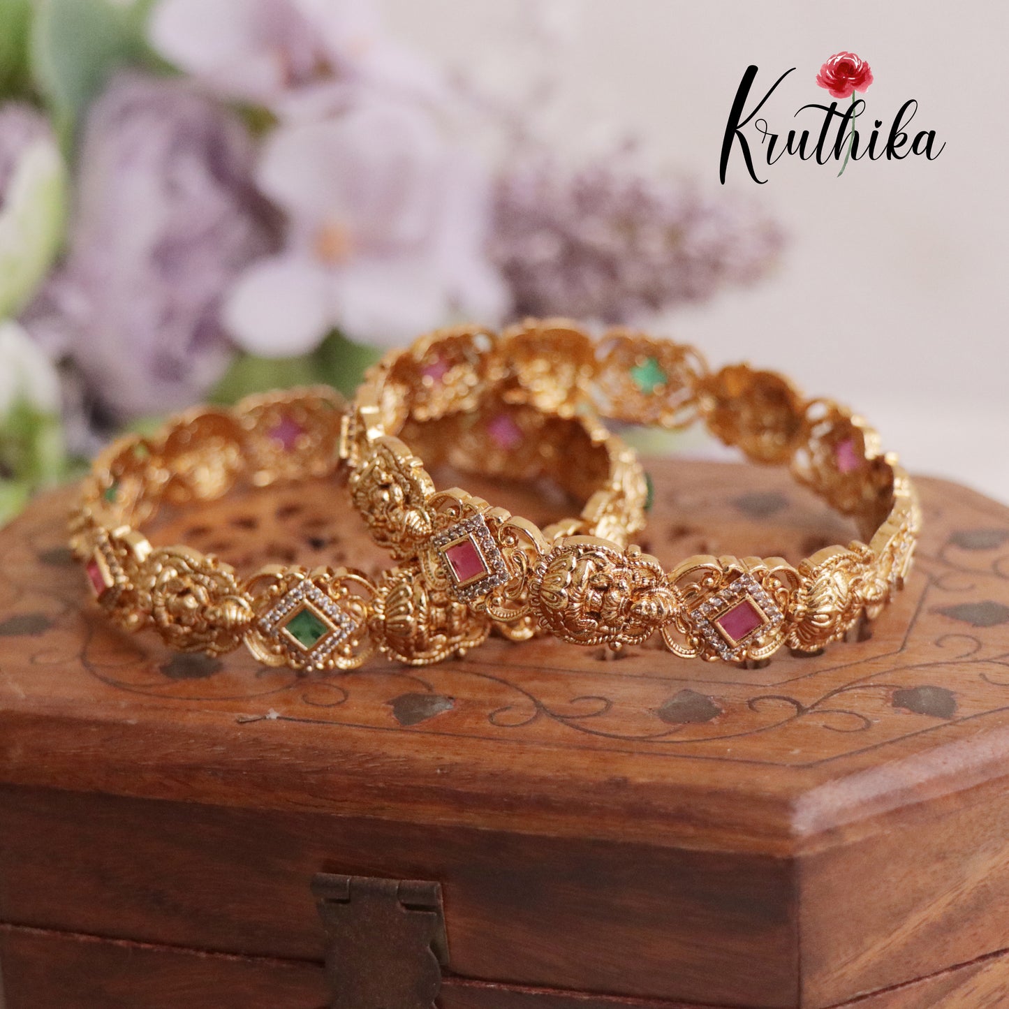 Beautiful AD Lakshmi Victorian Bangles B274 (Set of 2 Bangles)