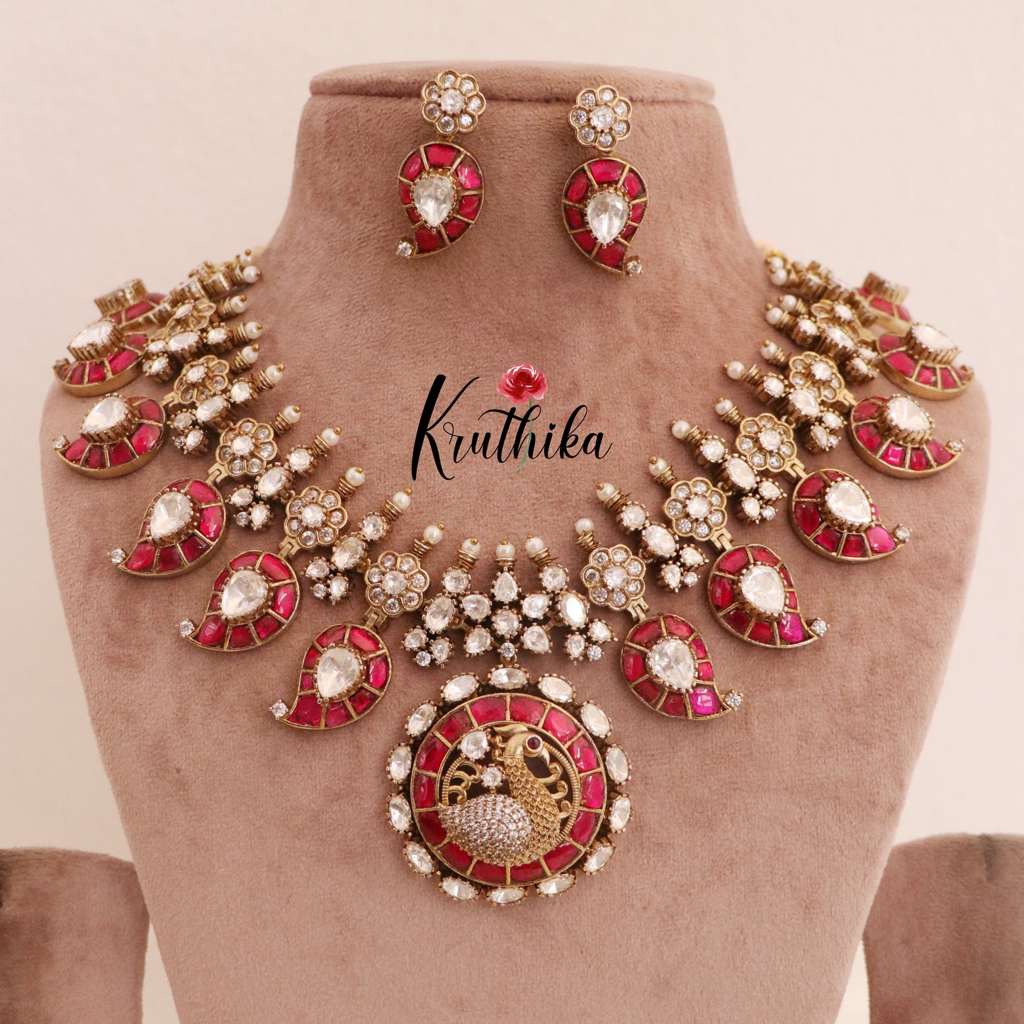 Elegant Premium Peacock Mango Jadau Necklace NC1757 (Available in 2 Colours)