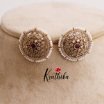 Pretty Antique Round Studs with Pearl Border Ear Studs E637