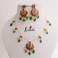 Simple Kemp Invisible Chain Chandbali Pendant With Green Beads Drop  NC2305