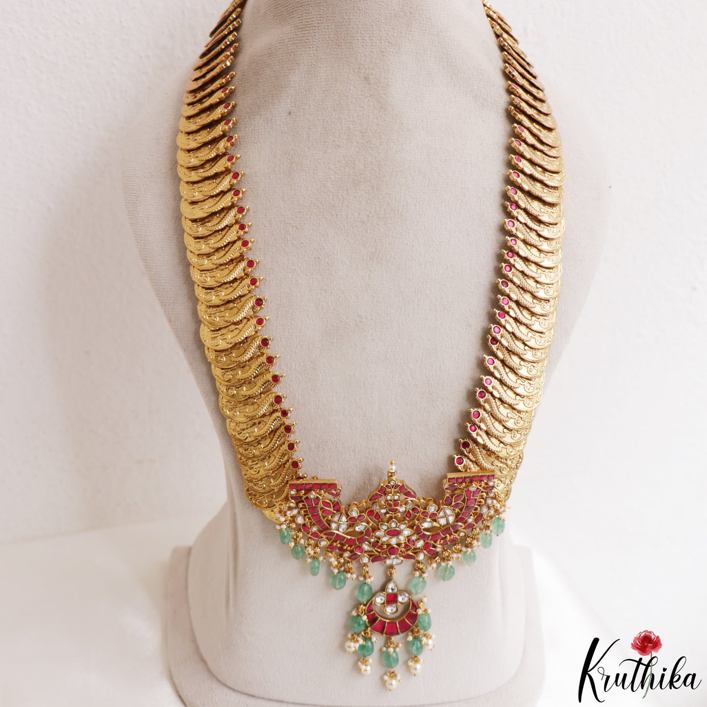 Grand Antique Peacock Lakshmi Coin Jadau Haaram-Cum-Hip Belt LH2209 (Avaialble In 2 Colors)