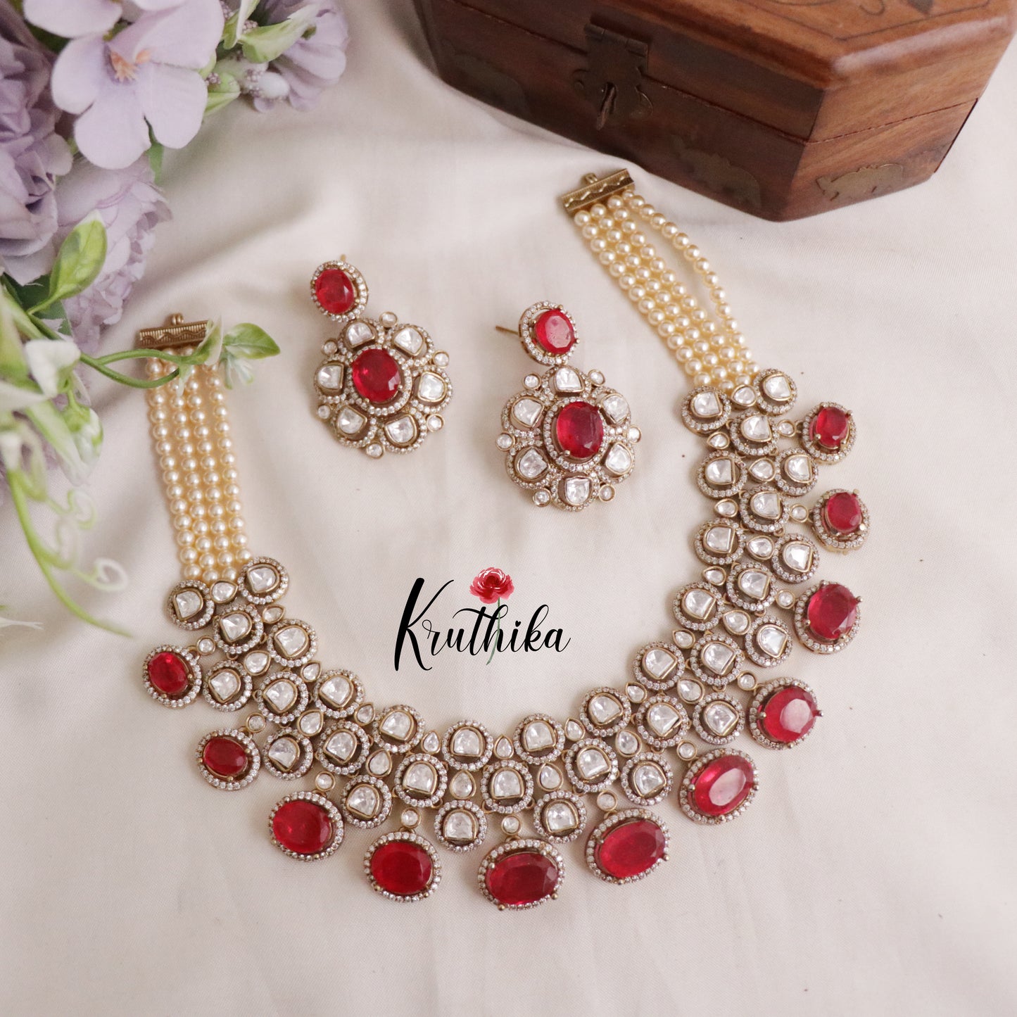 Royal Moissanite Victorian Pearls Choker NC2174