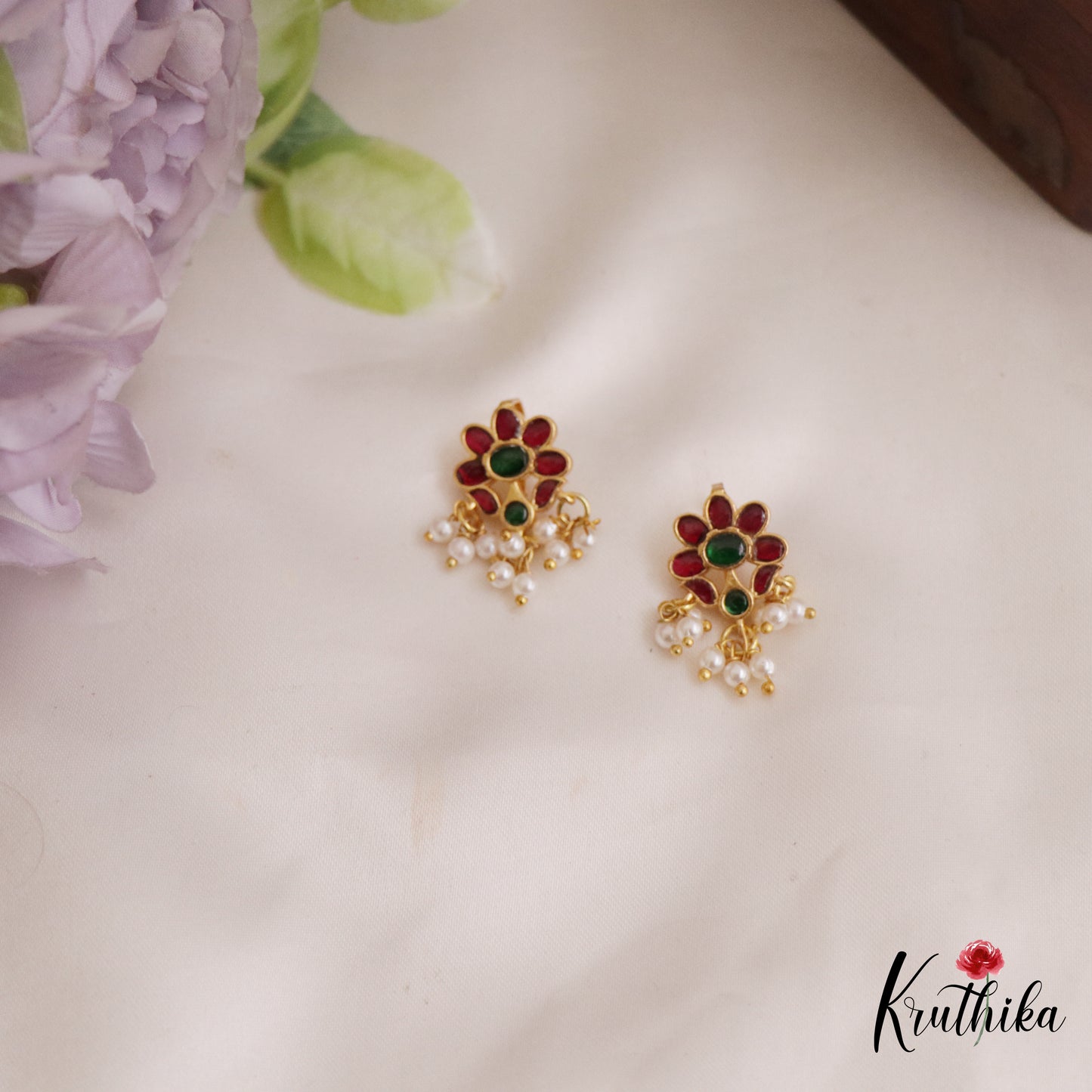 Classic Kemp Floral Motifs Earcuffs | Upper Earrings | Bugadi Earrings E1025 (Available In 4 Colors)