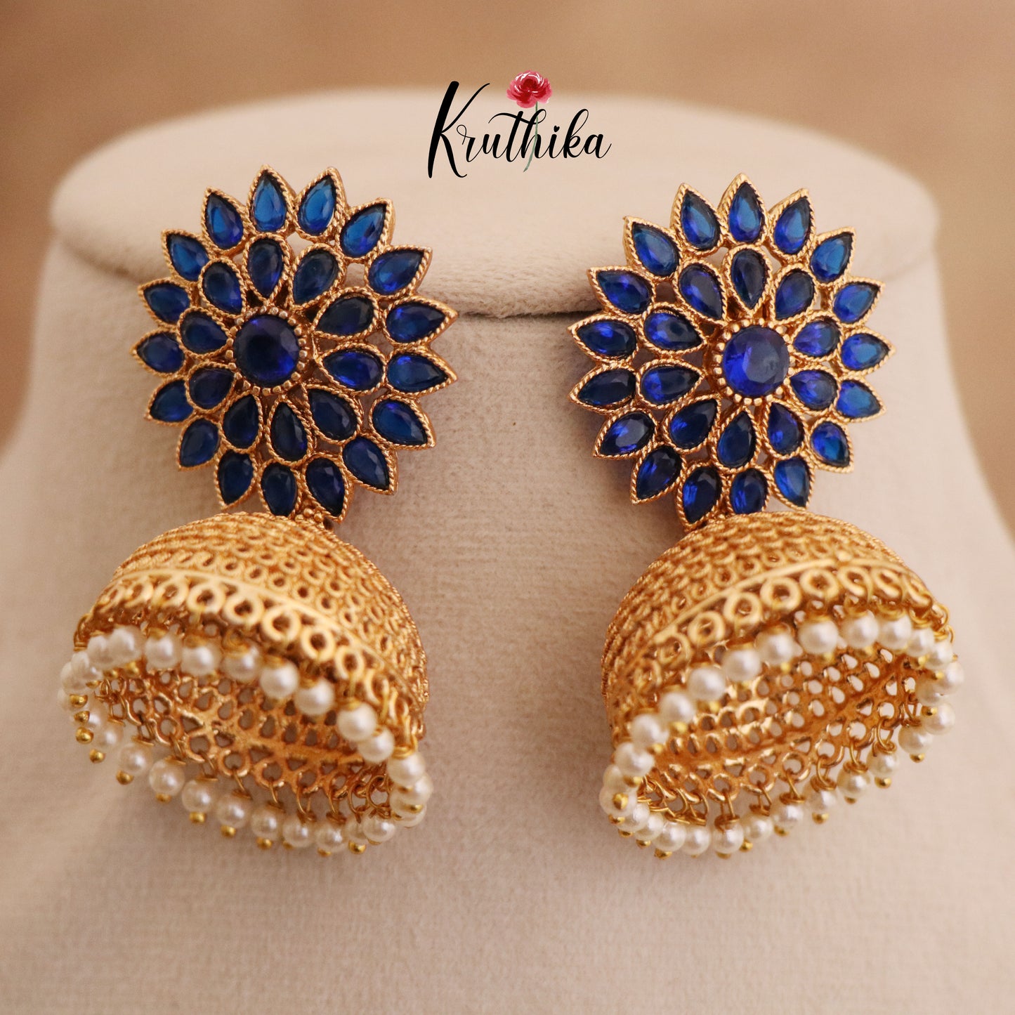 Blue AD chakra jhumkas E71