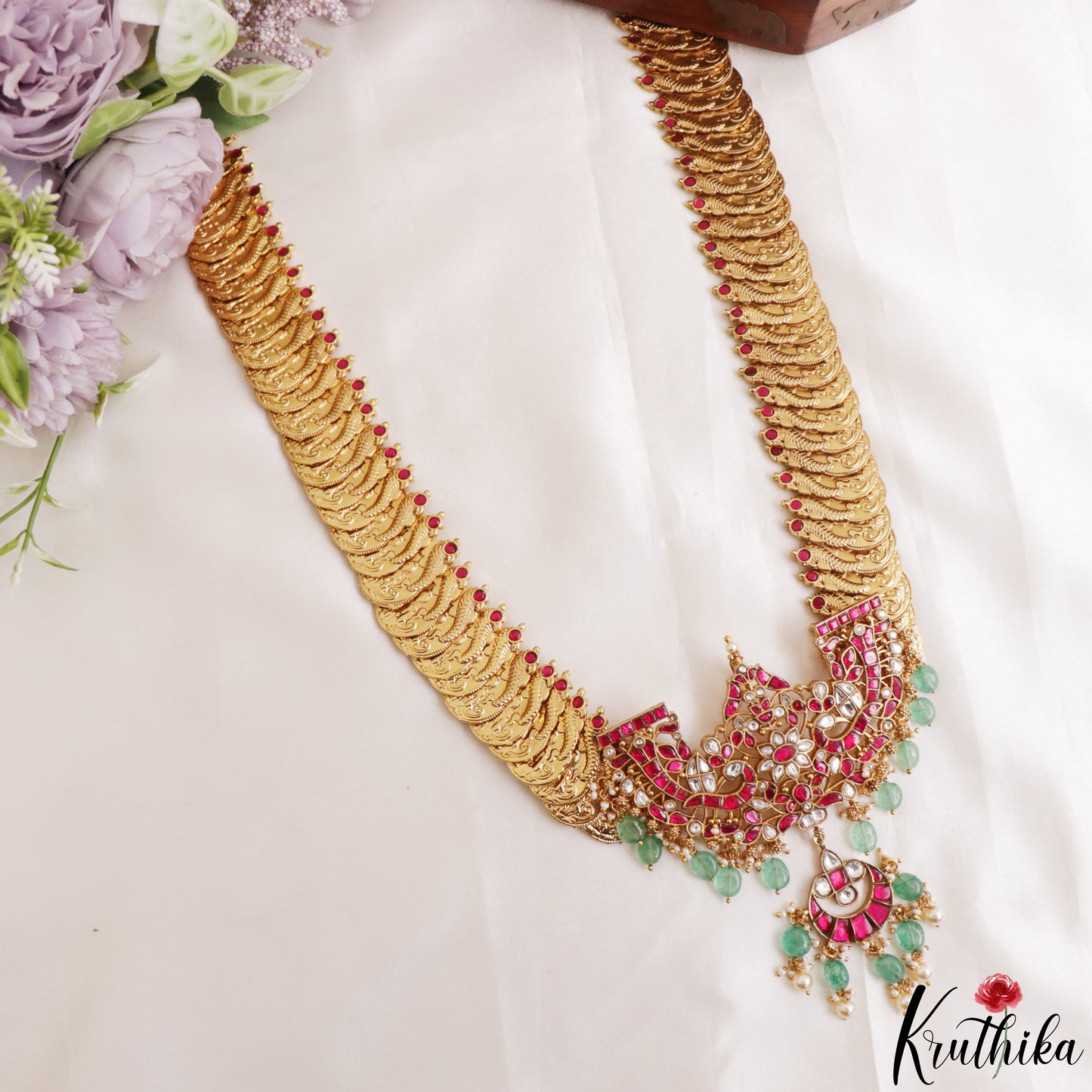 Grand Antique Peacock Lakshmi Coin Jadau Haaram-Cum-Hip Belt LH2209 (Avaialble In 2 Colors)