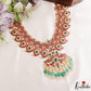 Premium Mango Peacock Motifs Jadau Necklace With Green Bead Drops NC3269