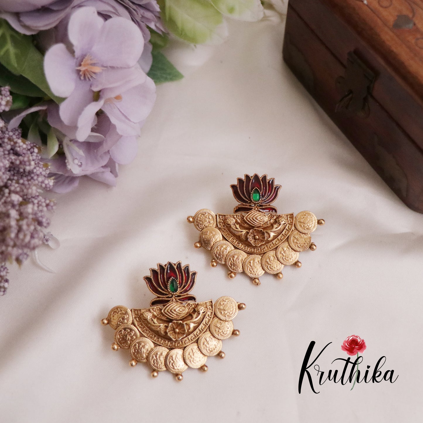 Budget Friendly Beautiful Lotus Coin Earstuds E699