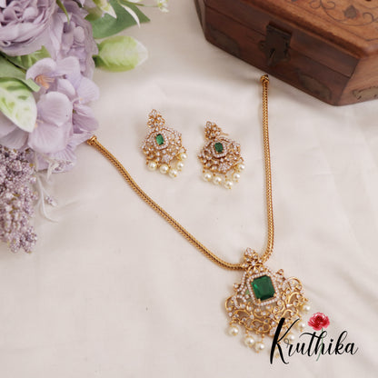Beautiful Leaf AD Stone Hasli Necklace With Pearl Drops NC2600