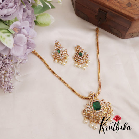 Beautiful Leaf AD Stone Hasli Necklace With Pearl Drops NC2600