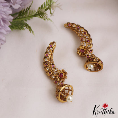 Beautiful Floral Motifs Earcuffs With Jhumka E1044
