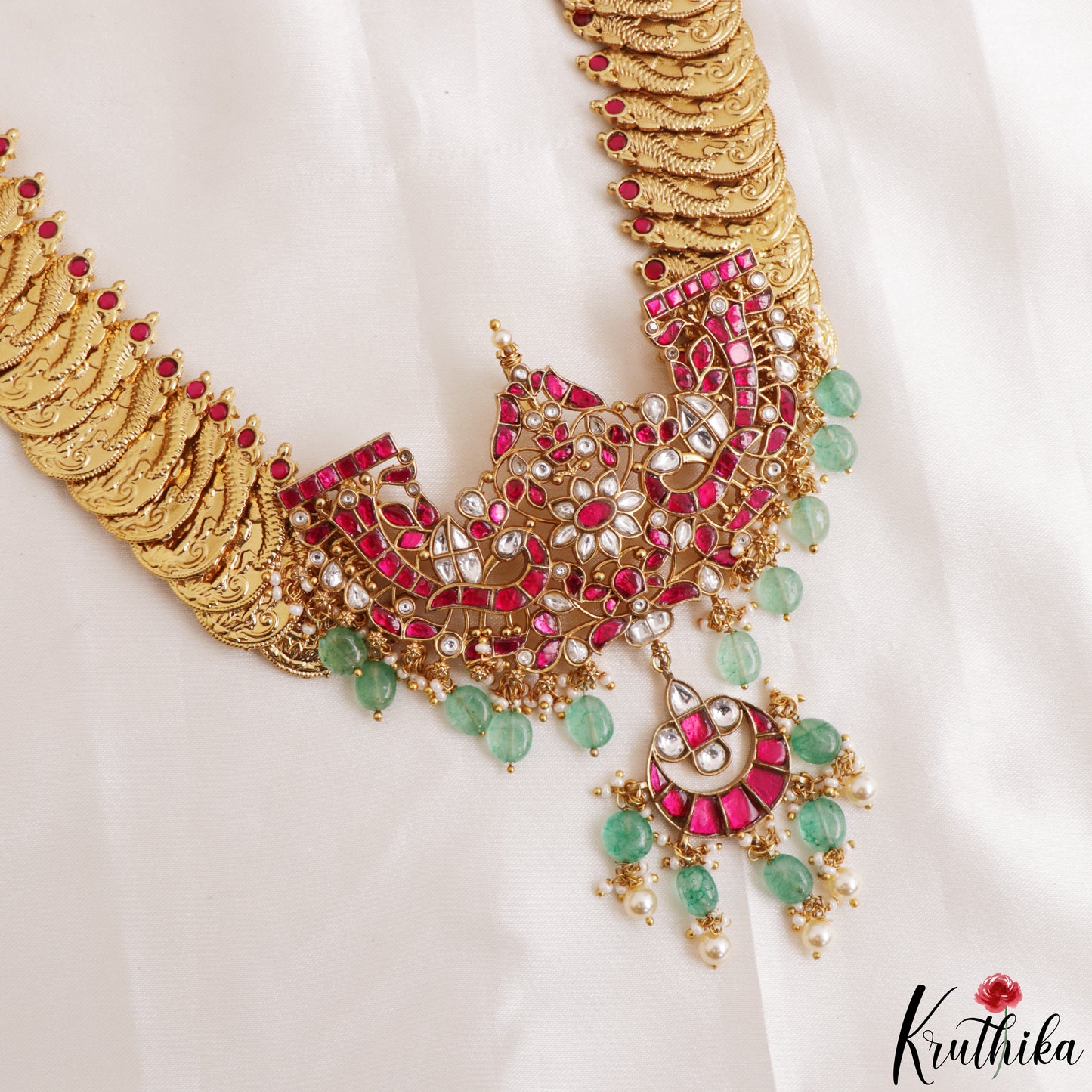 Grand Antique Peacock Lakshmi Coin Jadau Haaram-Cum-Hip Belt LH2209 (Avaialble In 2 Colors)