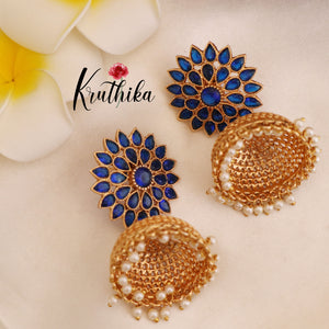 Blue AD chakra jhumkas E71