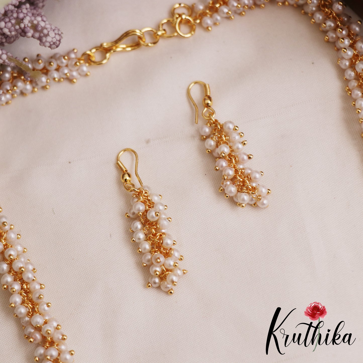 Trendy Gold-Tone Twist Pearl Mala Set NC2915
