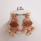 Gorgeous Lakshmi Motifs Jhumka Jadau Earrings With Bead And Pearl Drops E881