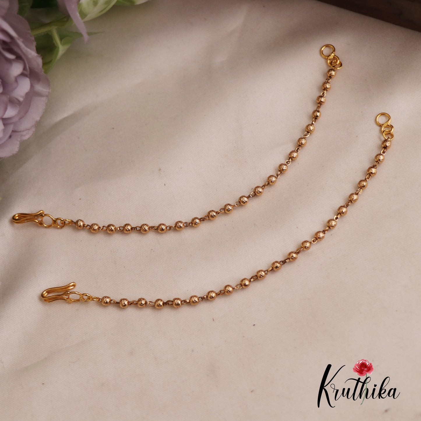 Simple Golden Bead Earchains EC150