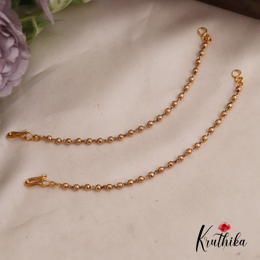 Simple Golden Bead Earchains EC150