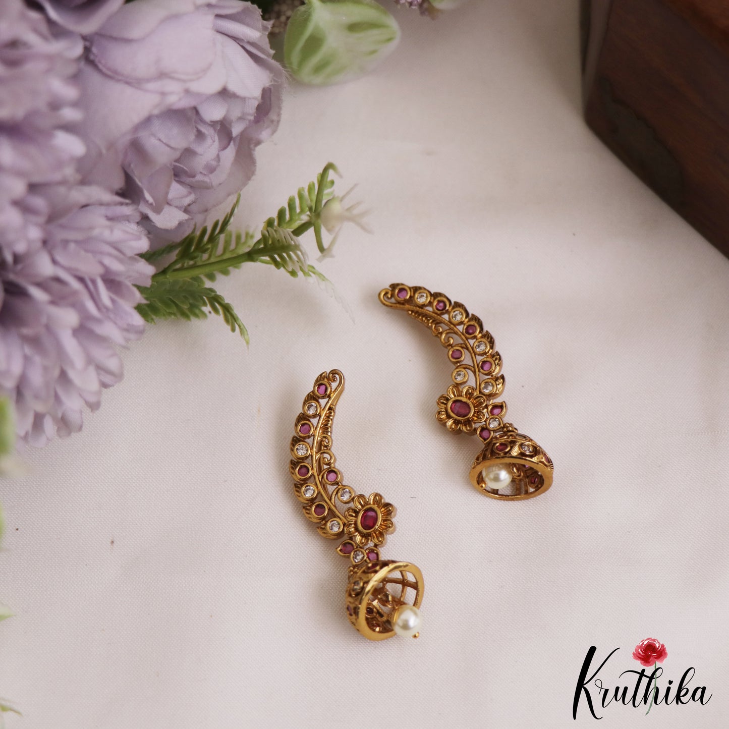 Beautiful Floral Motifs Earcuffs With Jhumka E1044