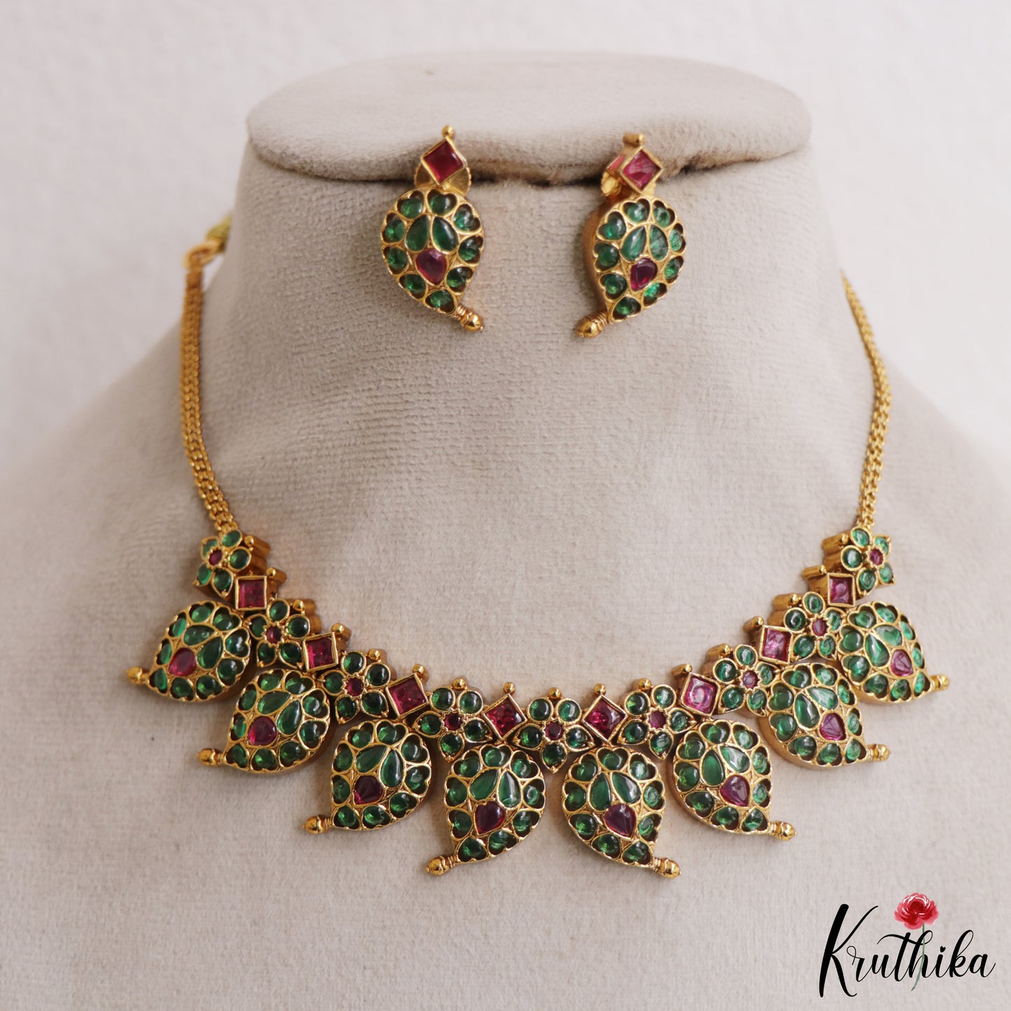 Classic Mango Motifs Jadau Necklace NC2969. (Available In 2 Colors)